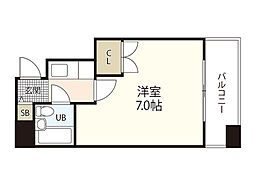 川崎第2ビル 7階1Kの間取り