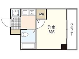 コートヤード 3階1Kの間取り