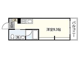 JR可部線 安芸長束駅 徒歩9分の賃貸アパート 2階ワンルームの間取り