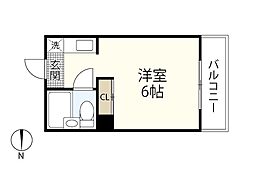 ベルパトリエ己斐中 3階ワンルームの間取り