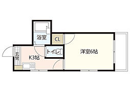 ロイヤルメゾン古江 1階1Kの間取り