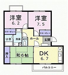エスポワールメーゾン 3DKの間取図画像