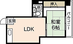 太陽堂ビル 2階1LDKの間取り