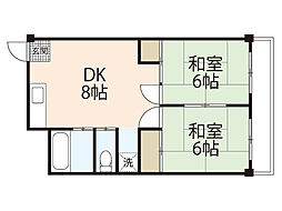橋本町田中ビル 3階2LDKの間取り