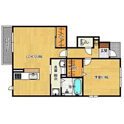 アタシェリアン 1階1LDKの間取り