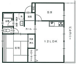 メゾン西山本 3階2LDKの間取り