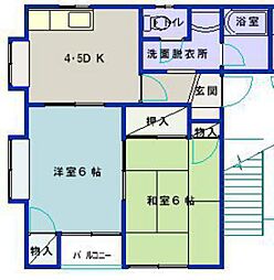 ミントハウス宇品 2階2DKの間取り