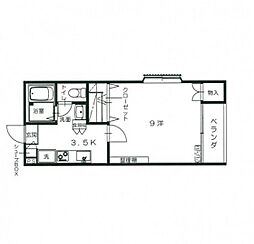 ベル・ビュー松井Ｃ 1階1Kの間取り
