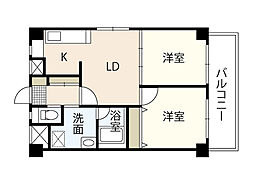 エトゥール古江駅前 2階2LDKの間取り
