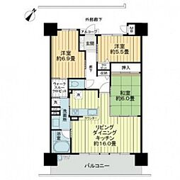 サーパスシティ廿日市地御前 12階3LDKの間取り