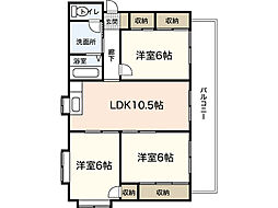 諸隈ビル 3階3LDKの間取り