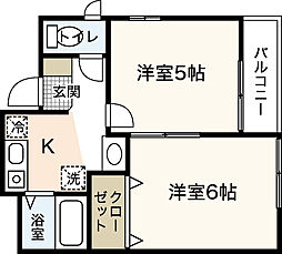 サンシャイン山陽 2階2Kの間取り
