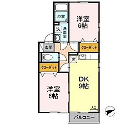 ウィルモアＳＨＩＧＥＮＯ　II棟 2階2DKの間取り