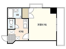 第18やたがいビル 10階1Kの間取り