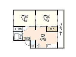 HMA B.L Aita 1階2DKの間取り