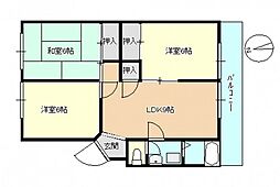 コーポ沖田 3階3DKの間取り