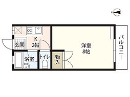 ABODE21 2階1Kの間取り