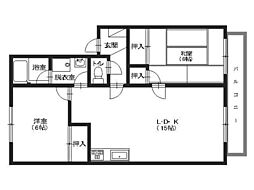 フレグランス彩 2階2LDKの間取り