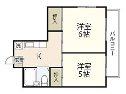 ハイネス江波 8階2Kの間取り
