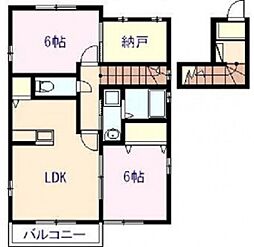 ネクスト吉村II 2階2LDKの間取り