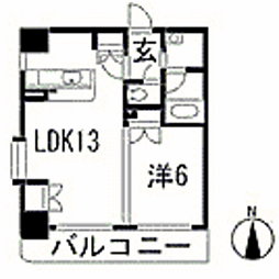 パークヒルズ天神川 9階1LDKの間取り