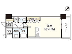 グランアークテラス 8階ワンルームの間取り