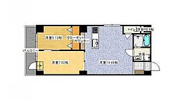 ネットビル10 3階2LDKの間取り