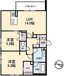 ラルーチェ 3階2LDKの間取り