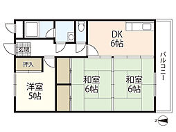谷川マンション 2階3DKの間取り