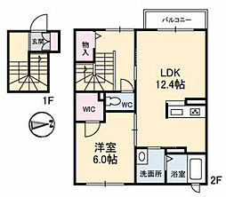 シャーメゾンKOBATAII 2階1LDKの間取り
