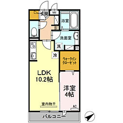 コリーヌ・Mont 2階1LDKの間取り