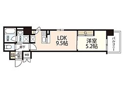 VeloceV 3階1DKの間取り