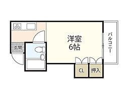 アーバインビル 5階ワンルームの間取り