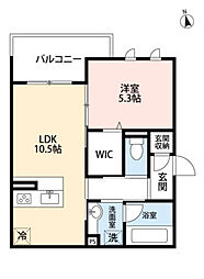 D-room中筋II 2階1LDKの間取り