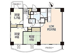 ライオンズマンション三篠 7階3LDKの間取り