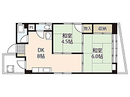 中村ビル 2DKの間取図画像