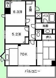 バルミー高須 3DKの間取図画像