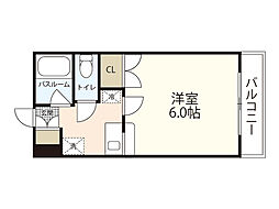 ロアール上天満 1Kの間取図画像
