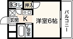 ウインディア海老園 1Kの間取図画像