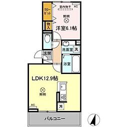 カーサオリーバ 1LDKの間取図画像