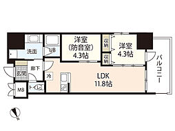 メリーゲート東白島 1SLDKの間取図画像