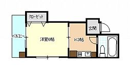 コーポ瀬尾 1Kの間取図画像