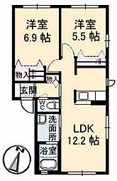 シャーメゾン馬木A 2LDKの間取図画像