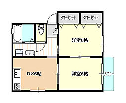 ソファレC 2DKの間取図画像