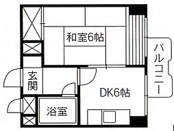 チサンマンション広島 ワンルームの間取図画像