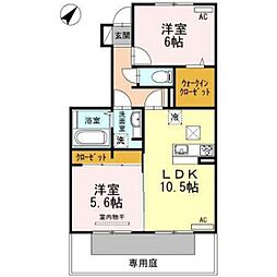 ファミール・ドミ 2LDKの間取図画像
