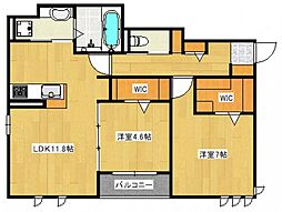 Eden庚午中 2LDKの間取図画像