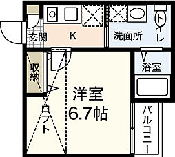 草津東フットパス 1Kの間取図画像