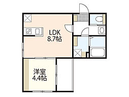 Lien草津南 1LDKの間取図画像