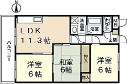 ハイタウン堀田 3LDKの間取図画像